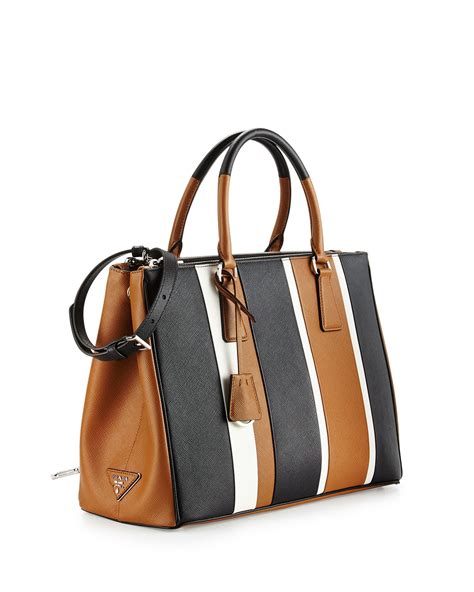 prada saffiano stripe portfolio|PRADA Saffiano Baiadera Striped Medium Galleria Double Zip .